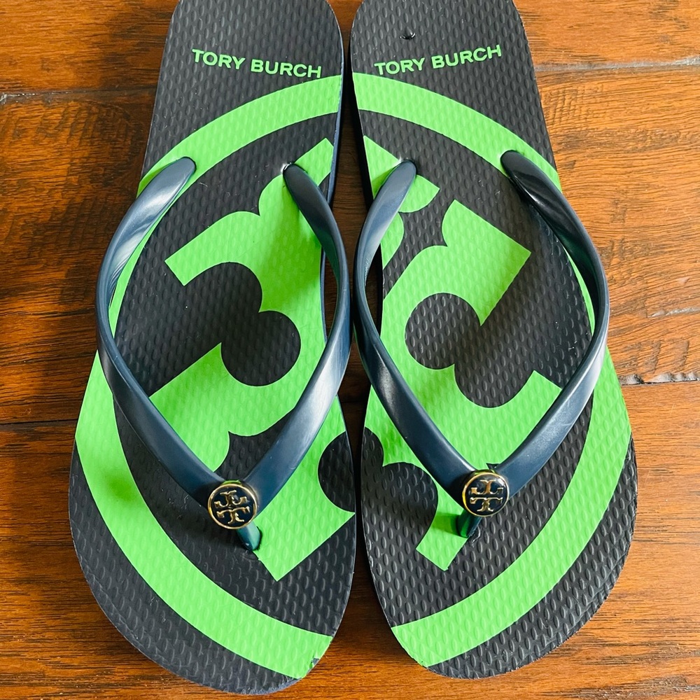 Tory Burch Emory Rubber Flip Flop green/navy